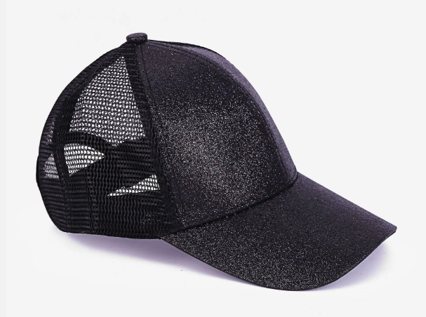 Kids glitter mesh ponytail hat